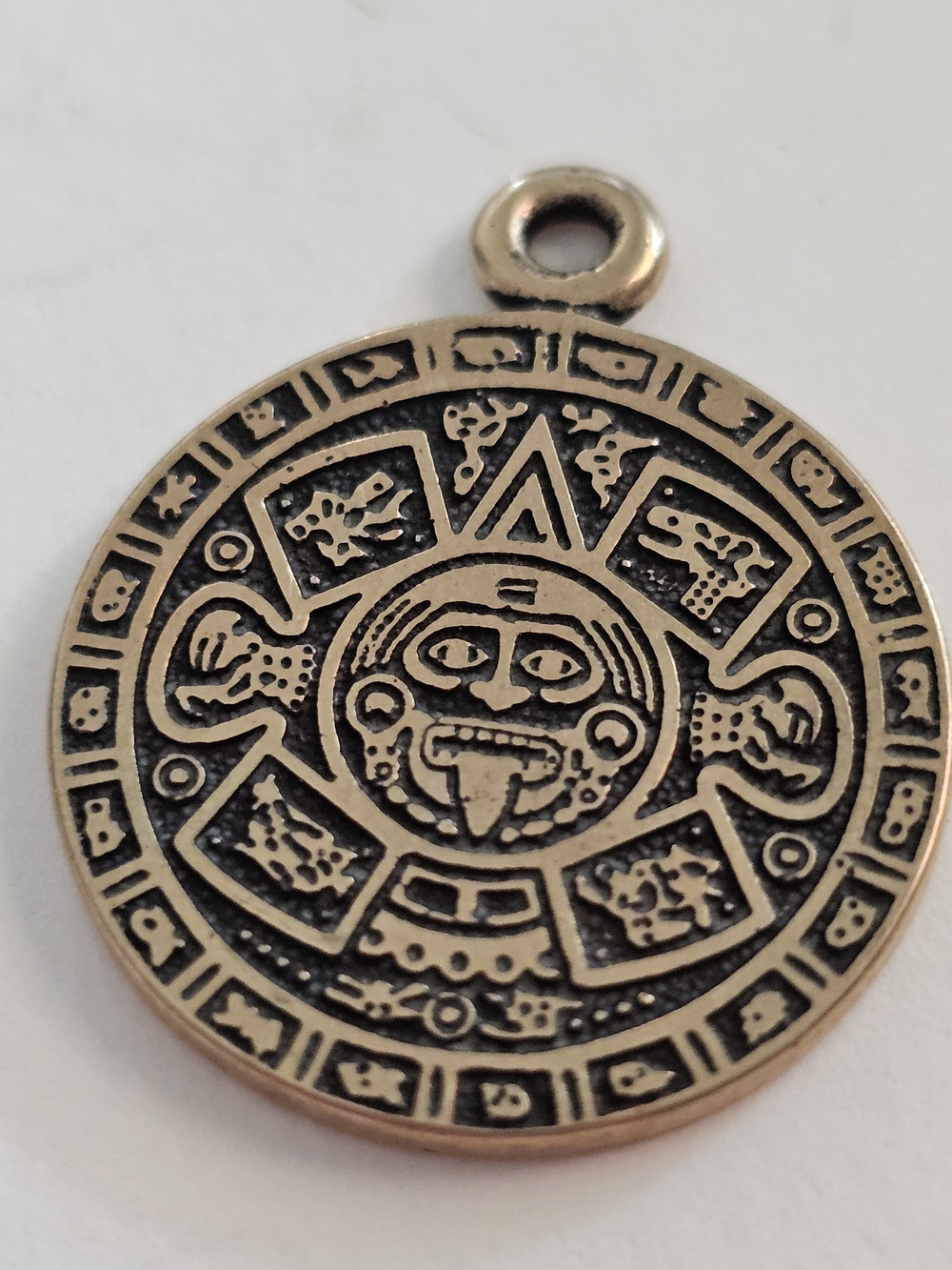 Gold-Tone Aztec Calendar Pendant